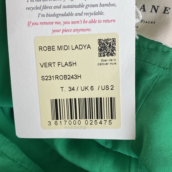 Sézane Ladya green eyelet open back midi dress 2 NWT - Picture 7 of 7